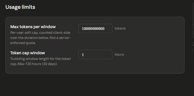 تنظیم Max tokens per window و Token cap window